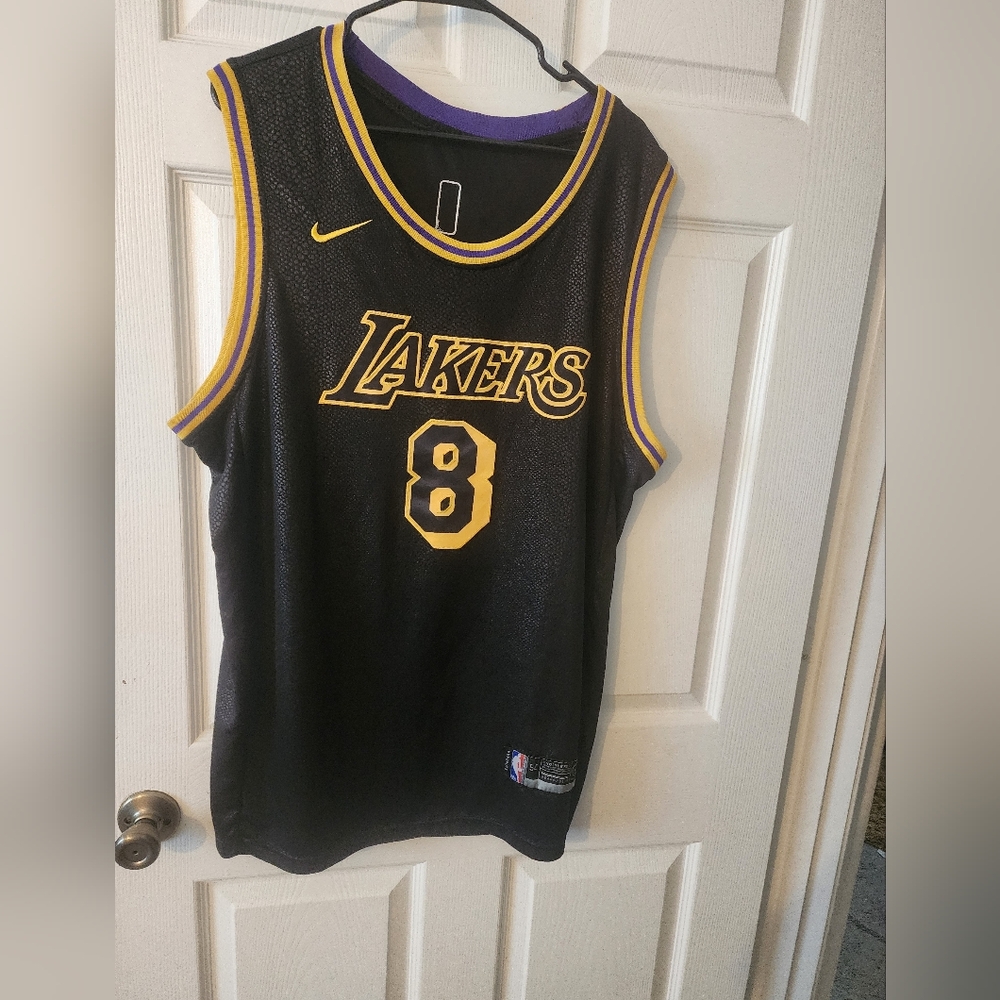 Authenic Nike Lakers Kobe Bryant Mamba Black and Gold Jersey